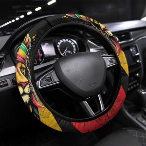 Black Jamaican Steering Wheel Cover Rastafarian Lion One Love