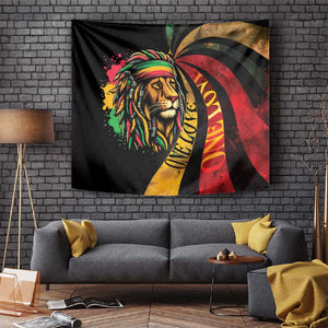 Black Jamaican Tapestry Rastafarian Lion One Love