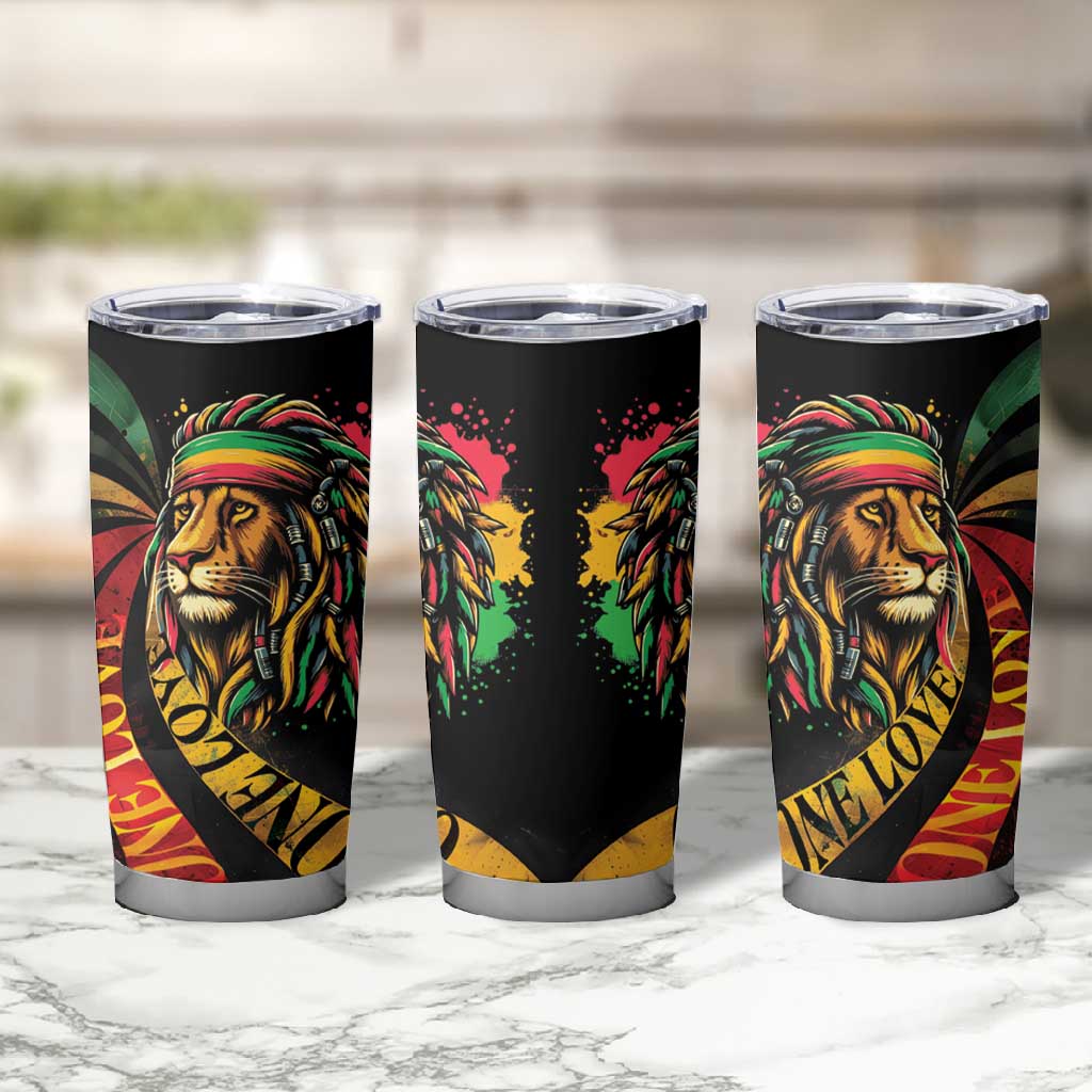 Black Jamaican Tumbler Cup Rastafarian Lion One Love