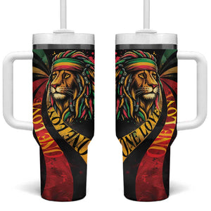 Black Jamaican Tumbler With Handle Rastafarian Lion One Love