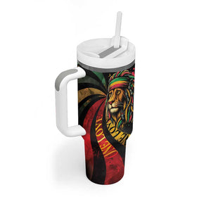 Black Jamaican Tumbler With Handle Rastafarian Lion One Love