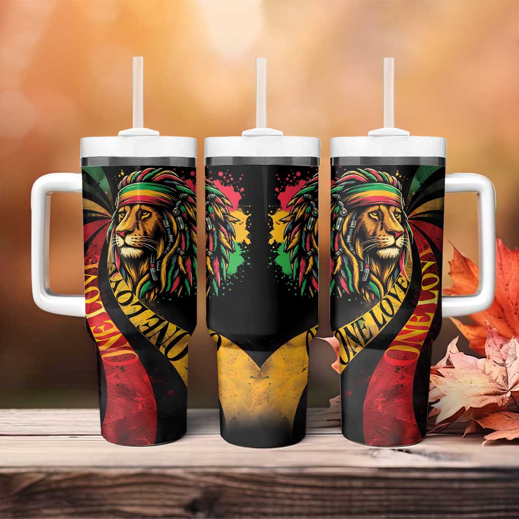 Black Jamaican Tumbler With Handle Rastafarian Lion One Love