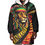 Black Jamaican Wearable Blanket Hoodie Rastafarian Lion One Love LT9