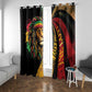 Black Jamaican Window Curtain Rastafarian Lion One Love