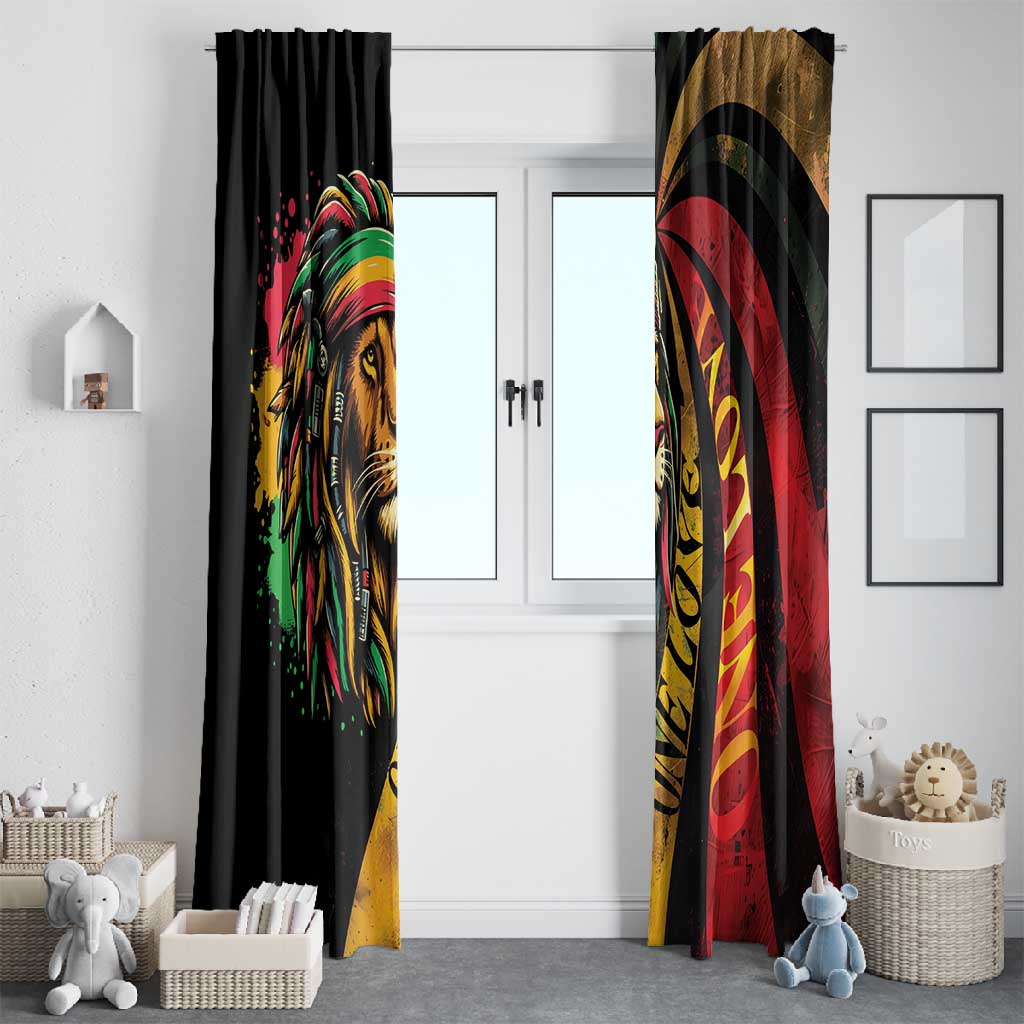 Black Jamaican Window Curtain Rastafarian Lion One Love
