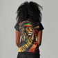 Black Jamaican Women V-Neck T-Shirt Rastafarian Lion One Love LT9