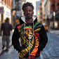 Black Jamaican Zip Hoodie Rastafarian Lion One Love LT9