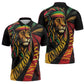 Black Jamaican Zipper Polo Shirt Rastafarian Lion One Love