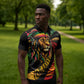 Black Jamaican Zipper Polo Shirt Rastafarian Lion One Love