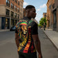 Black Jamaican Zipper Polo Shirt Rastafarian Lion One Love