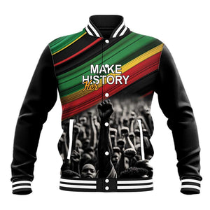 African-American History Month Baseball Jacket Black Power Hand Make His-Herstories