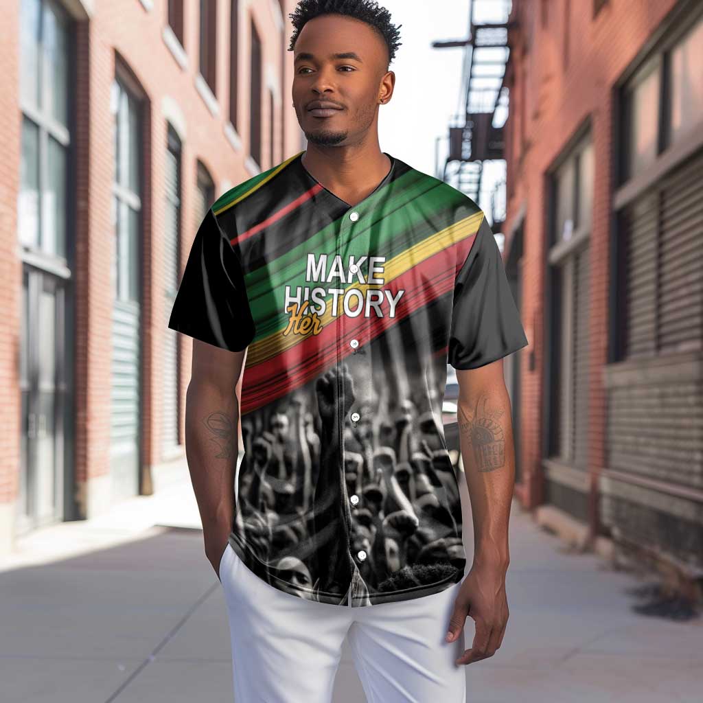 African-American History Month Baseball Jersey Black Power Hand Make His-Herstories