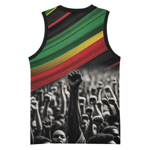 African-American History Month Basketball Jersey Black Power Hand Make His-Herstories - African Pride