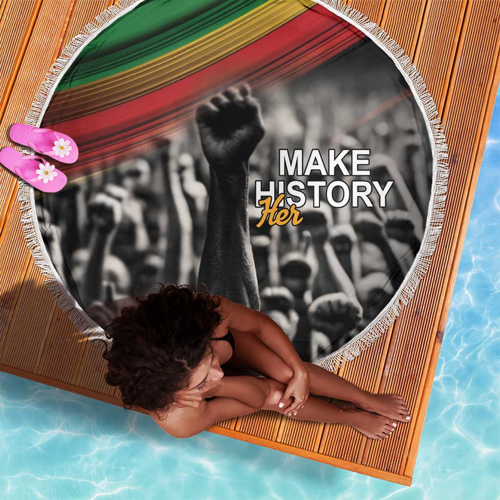 African-American History Month Beach Blanket Black Power Hand Make His-Herstories