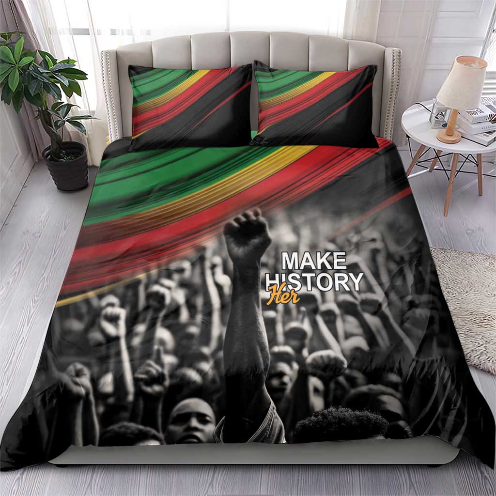 African-American History Month Bedding Set Black Power Hand Make His-Herstories