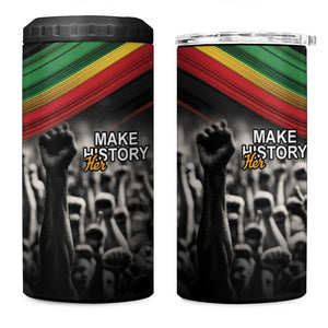 African-American History Month 4 in 1 Can Cooler Tumbler Black Power Hand Make His-Herstories