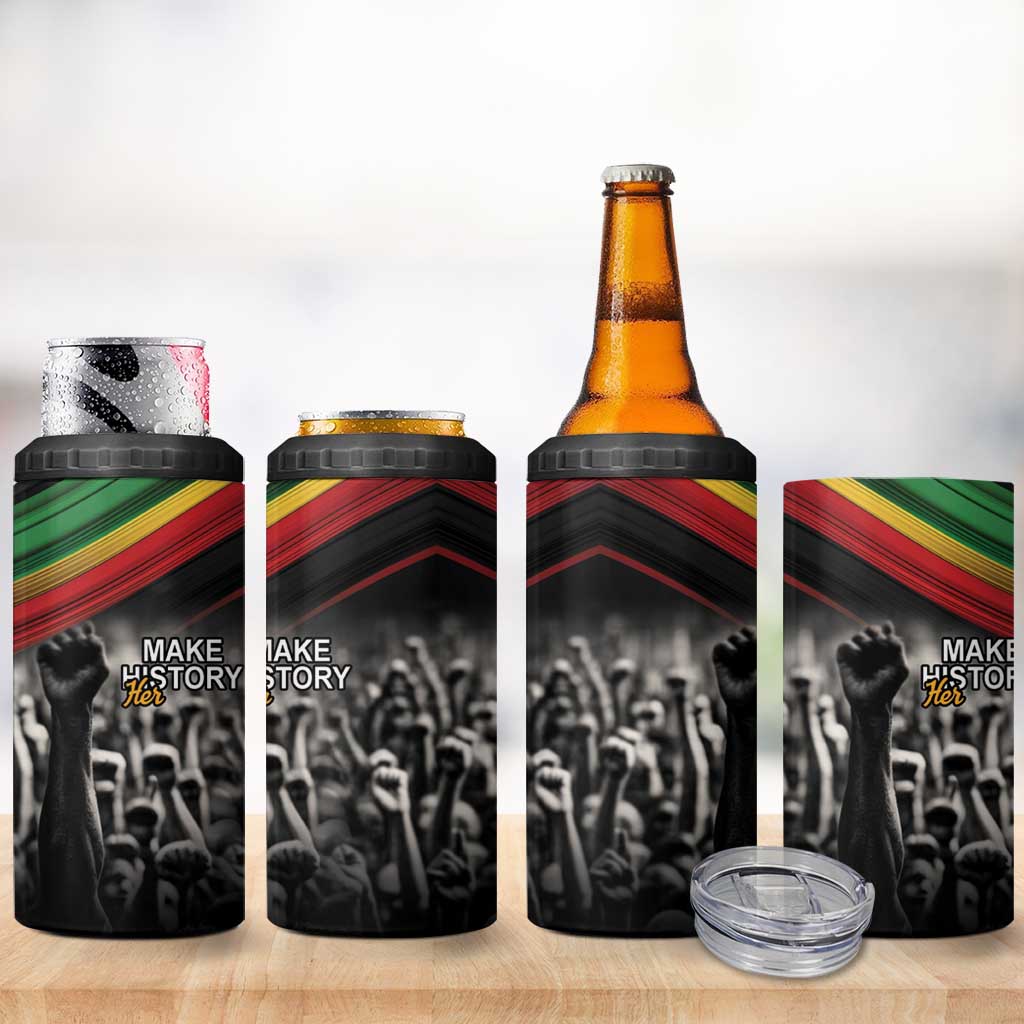 African-American History Month 4 in 1 Can Cooler Tumbler Black Power Hand Make His-Herstories