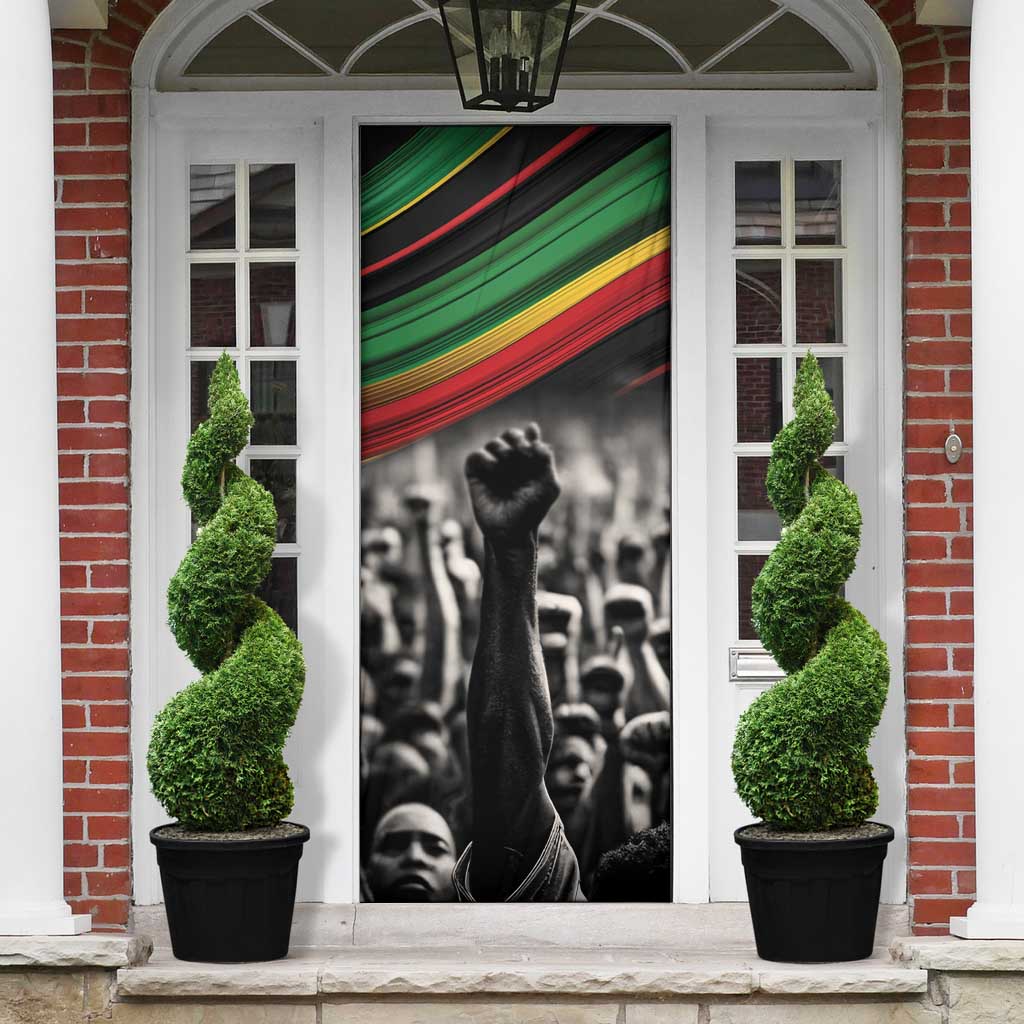 African-American History Month Door Cover Black Power Hand Make His-Herstories