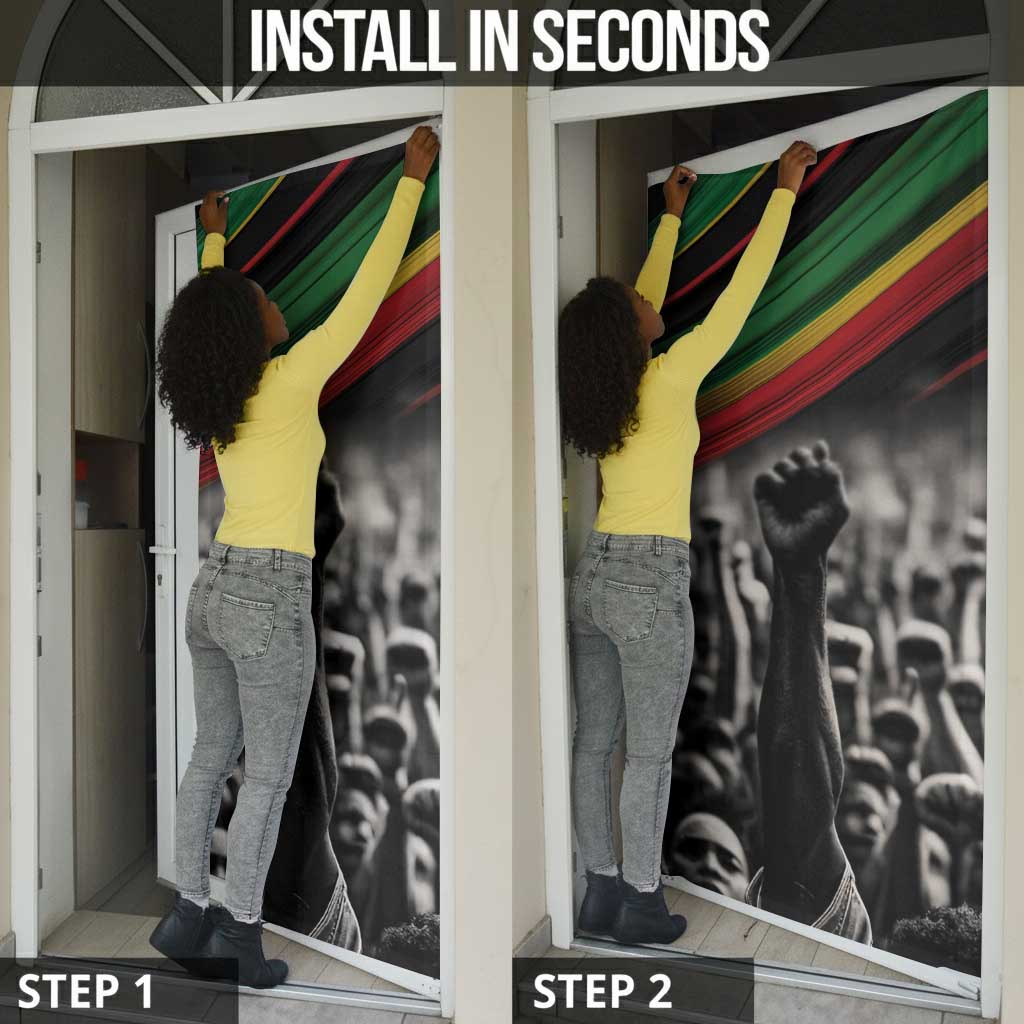 African-American History Month Door Cover Black Power Hand Make His-Herstories