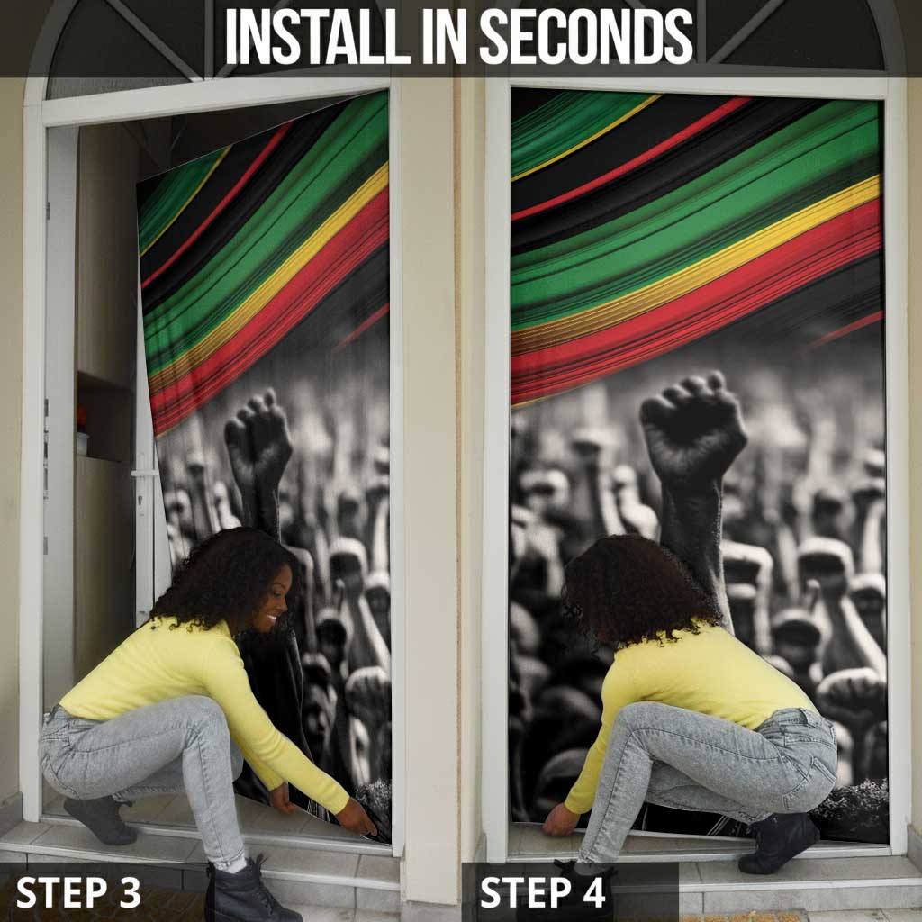 African-American History Month Door Cover Black Power Hand Make His-Herstories