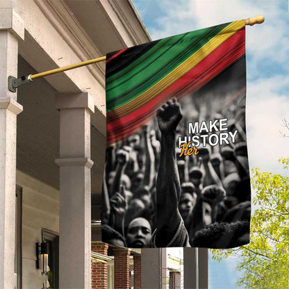 African-American History Month Garden Flag Black Power Hand Make His-Herstories
