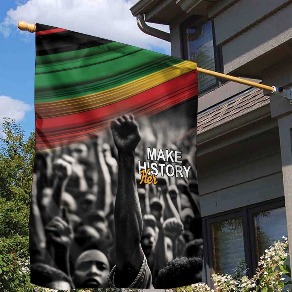 African-American History Month Garden Flag Black Power Hand Make His-Herstories