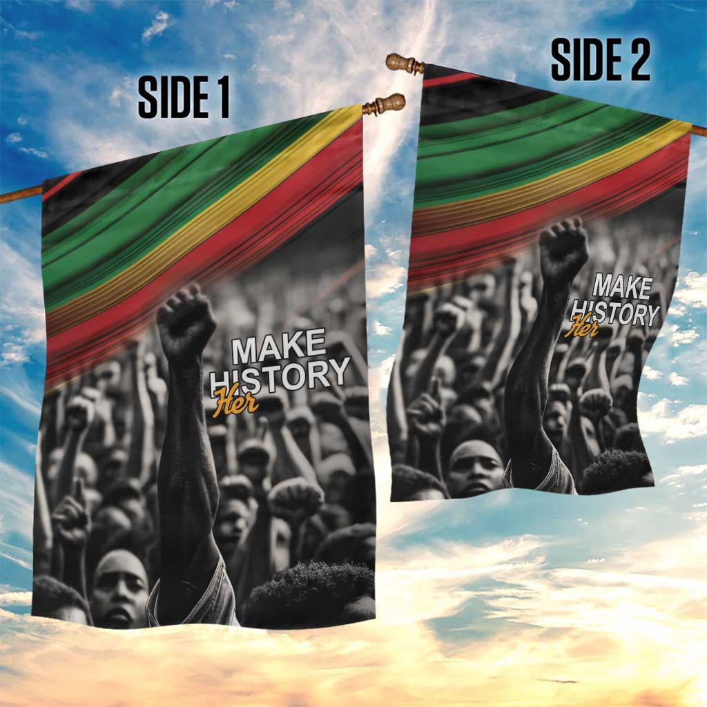 African-American History Month Garden Flag Black Power Hand Make His-Herstories