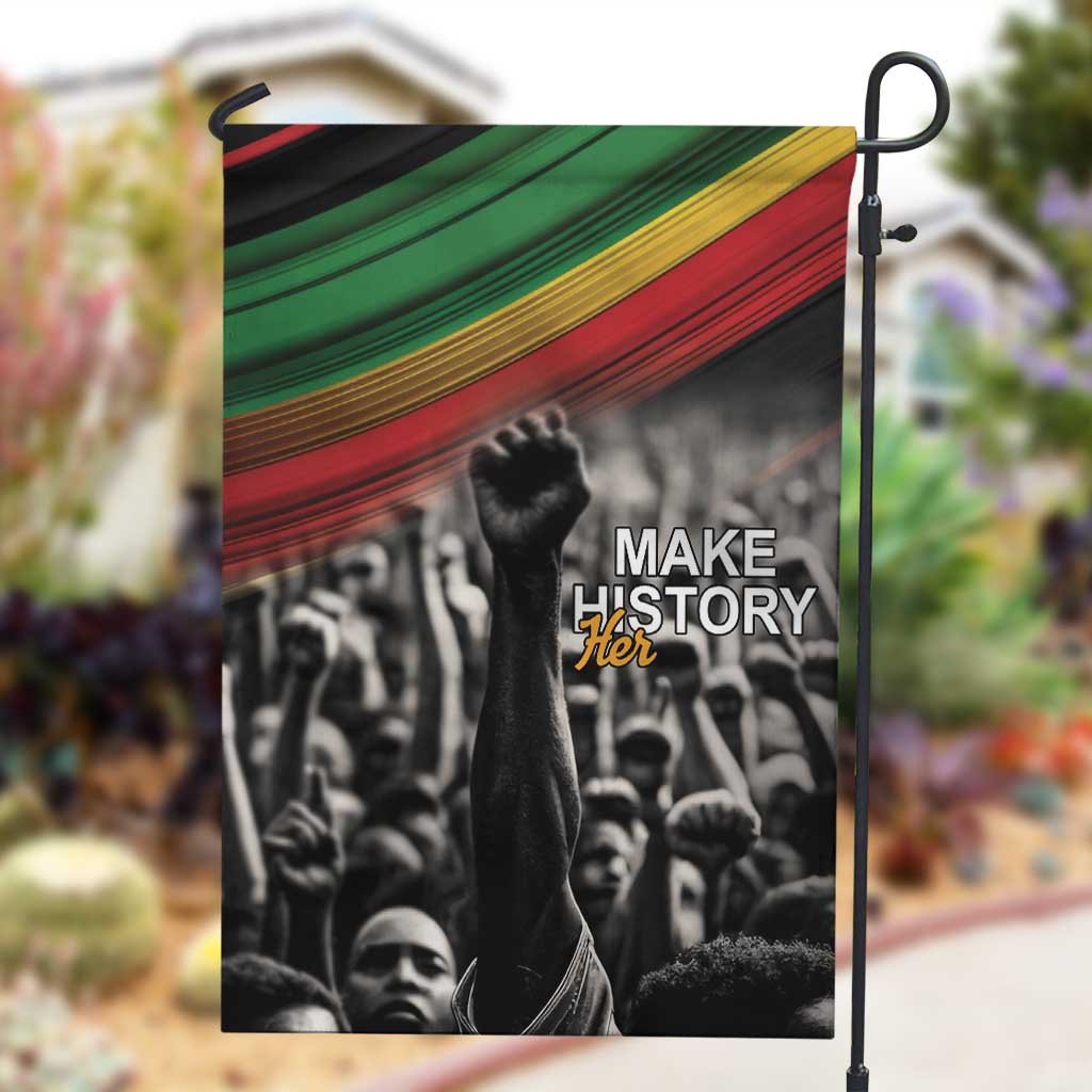 African-American History Month Garden Flag Black Power Hand Make His-Herstories