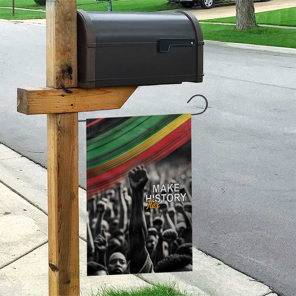 African-American History Month Garden Flag Black Power Hand Make His-Herstories