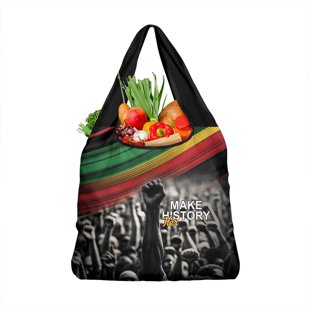 African-American History Month Grocery Bag Black Power Hand Make His-Herstories
