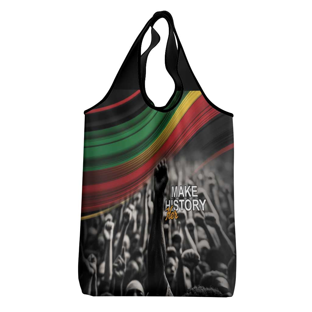 African-American History Month Grocery Bag Black Power Hand Make His-Herstories