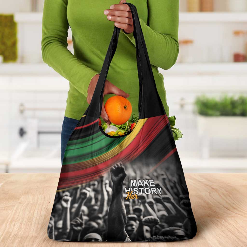 African-American History Month Grocery Bag Black Power Hand Make His-Herstories