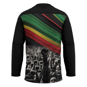 African-American History Month Hockey Jersey Black Power Hand Make His-Herstories