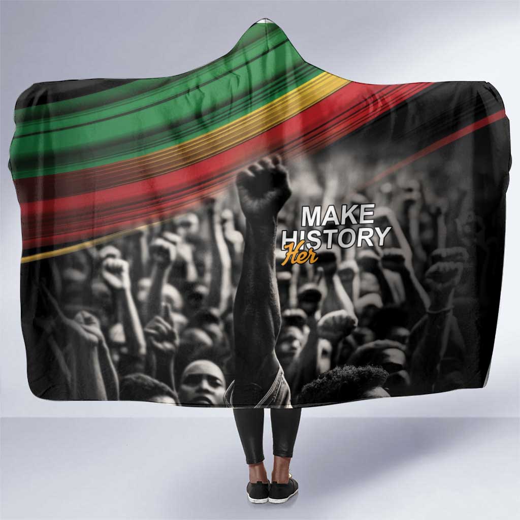 African-American History Month Hooded Blanket Black Power Hand Make His-Herstories