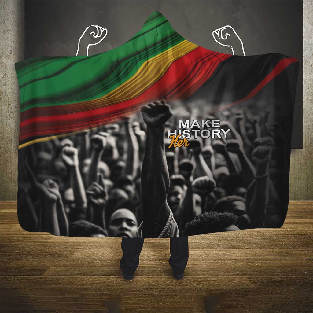 African-American History Month Hooded Blanket Black Power Hand Make His-Herstories