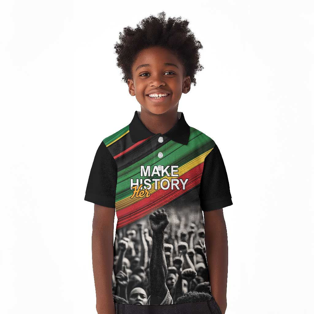 African-American History Month Kid Polo Shirt Black Power Hand Make His-Herstories