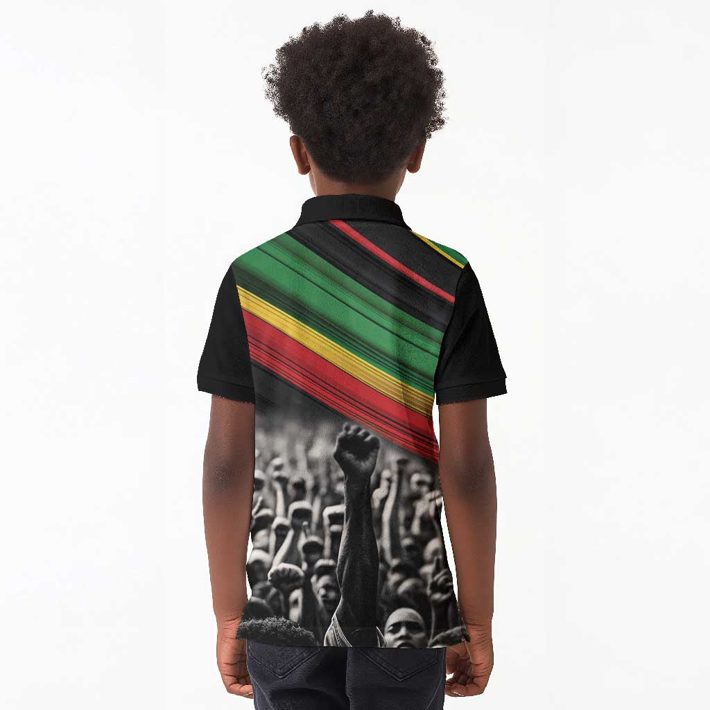 African-American History Month Kid Polo Shirt Black Power Hand Make His-Herstories
