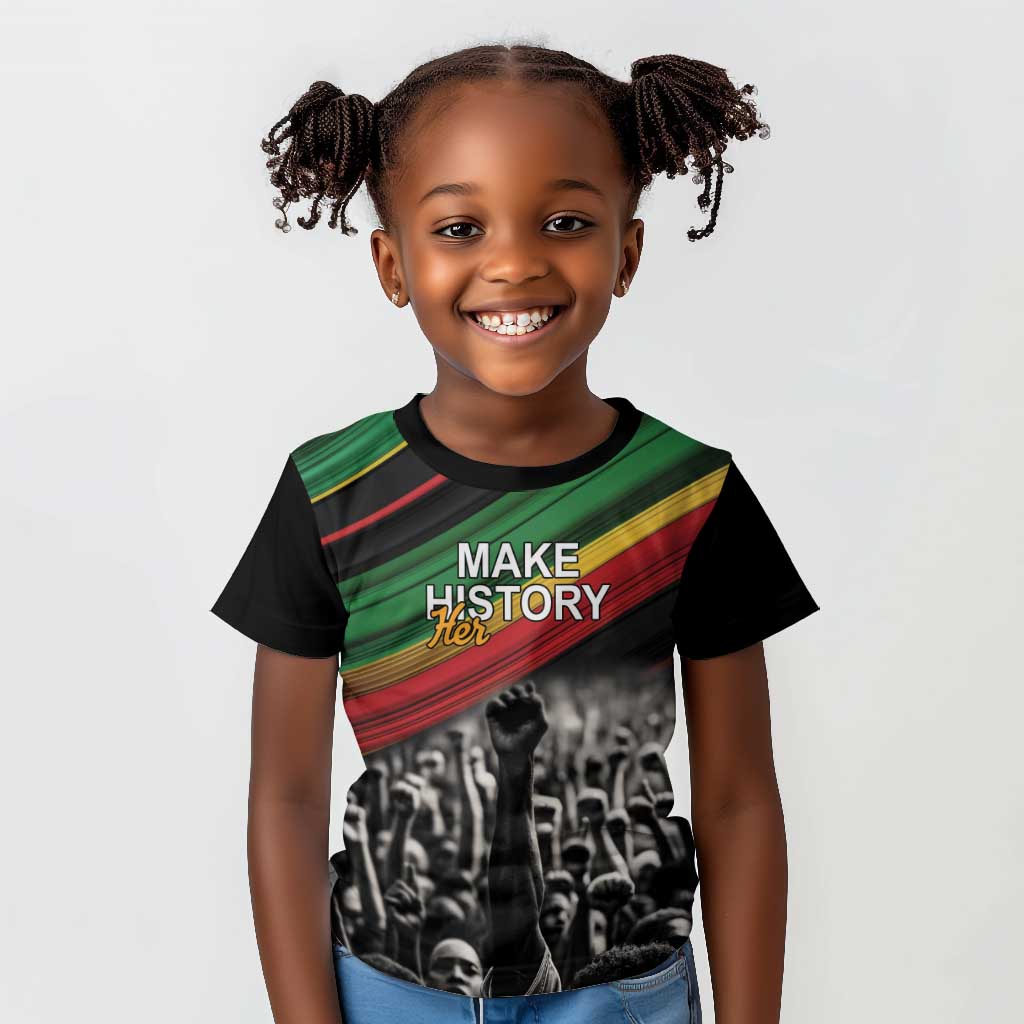 African-American History Month Kid T shirt Black Power Hand Make His-Herstories