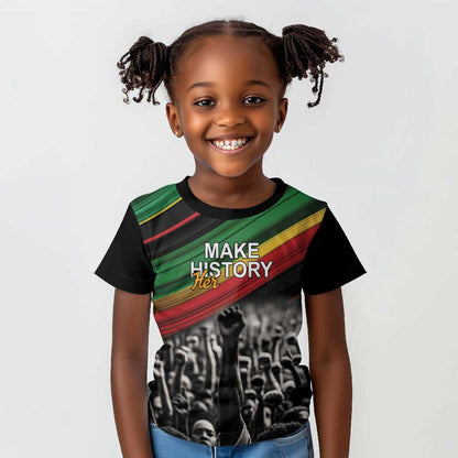 African-American History Month Kid T shirt Black Power Hand Make His-Herstories