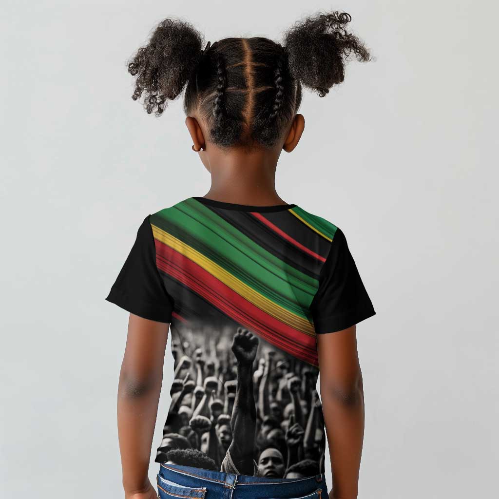 African-American History Month Kid T shirt Black Power Hand Make His-Herstories
