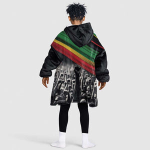 African-American History Month Kid Wearable Blanket Hoodie Black Power Hand Make His-Herstories
