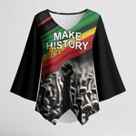 African-American History Month Kimono Sleeve Blouse Black Power Hand Make His-Herstories
