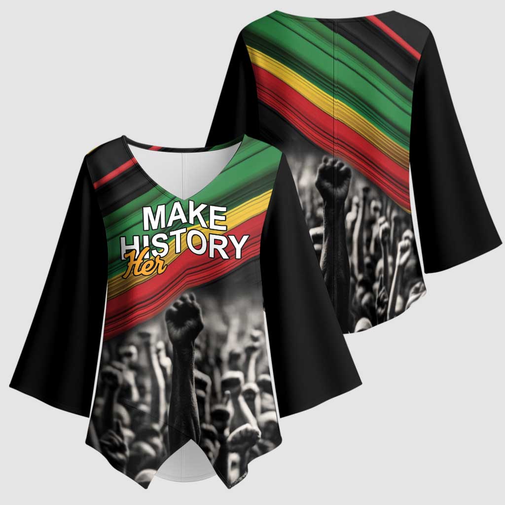 African-American History Month Kimono Sleeve Blouse Black Power Hand Make His-Herstories
