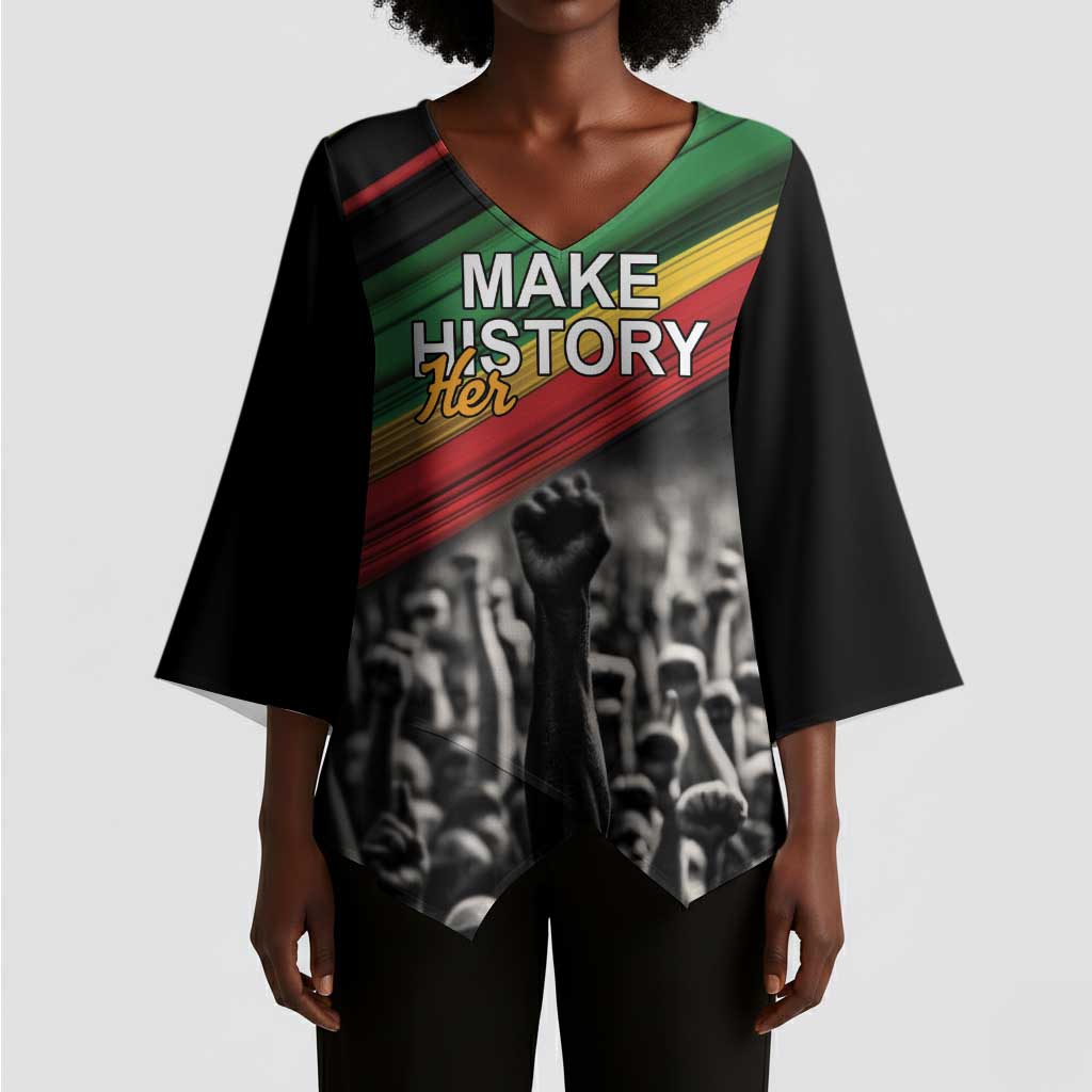 African-American History Month Kimono Sleeve Blouse Black Power Hand Make His-Herstories