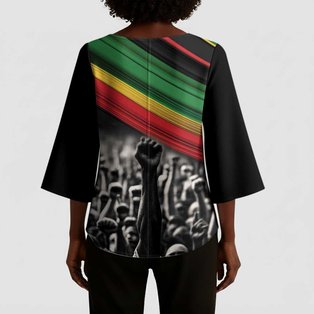 African-American History Month Kimono Sleeve Blouse Black Power Hand Make His-Herstories