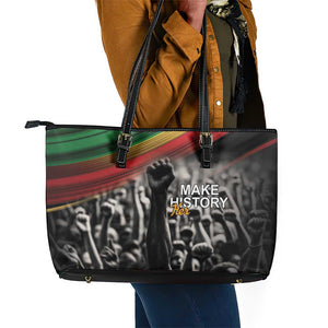 African-American History Month Leather Tote Bag Black Power Hand Make His-Herstories