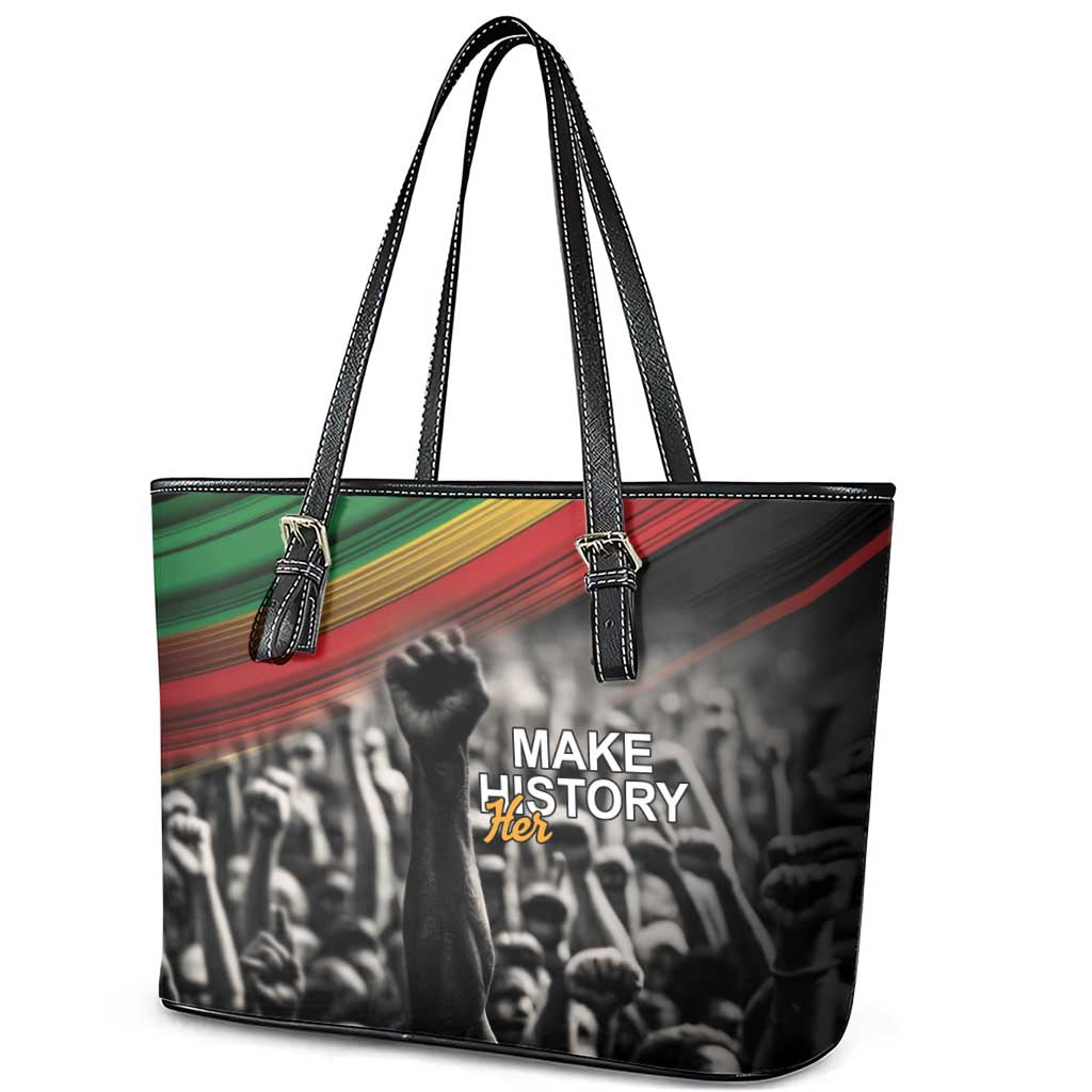 African-American History Month Leather Tote Bag Black Power Hand Make His-Herstories