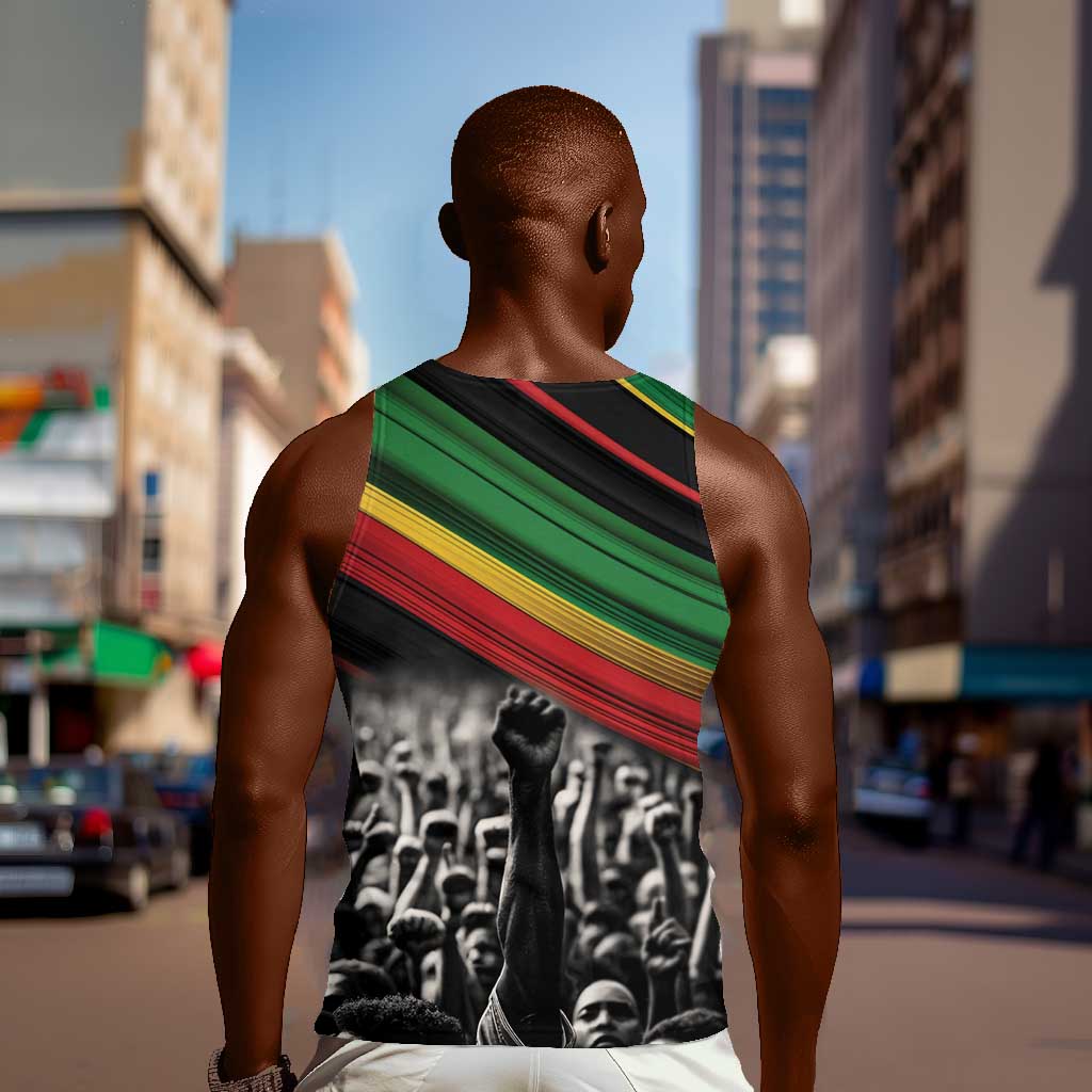 African-American History Month Men Tank Top Black Power Hand Make His-Herstories