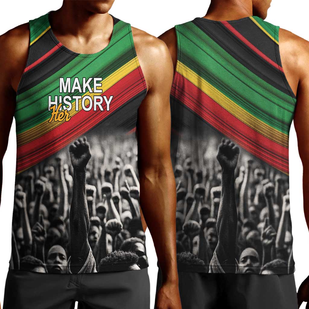 African-American History Month Men Tank Top Black Power Hand Make His-Herstories