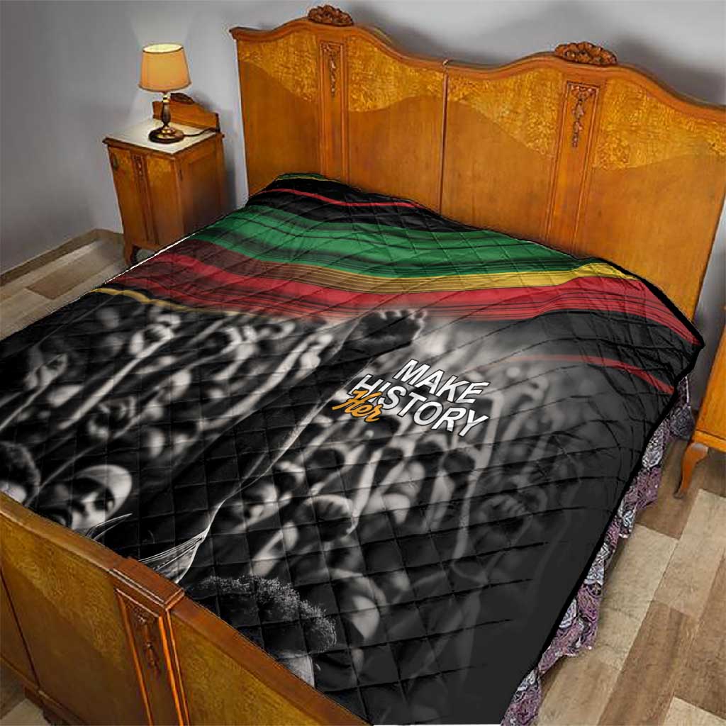 African-American History Month Quilt Black Power Hand Make His-Herstories